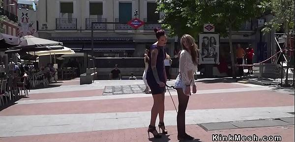  Euro slut punished in public downtown